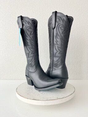 Lane SMOKESHOW Black Cowboy Boots Western Cowgirl Mid Calf Tall Snip Toe 7.5